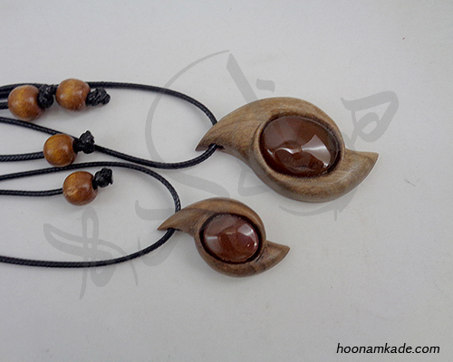 گردن آویز جفت با نماد خاص با سنگ عقیق