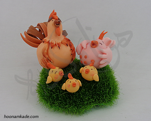 عروسک چینی طرح خانواده مرغ
